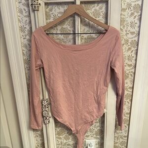 A new day pale pink long sleeve scoop neck body suit